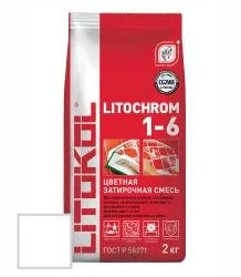 Затирка цементная Litokol Litochrom 1-6 2кг C.00 белая 075640003