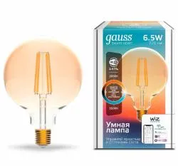 Лампа светодиодная филаментная Gauss Smart Home DIM+CCT E27 G95 Golden 6,5 Вт 2000-5500 К 1