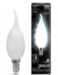 Лампа Gauss LED Filament Свеча на ветру OPAL E14 5W 450lm 4100К 1/10/50