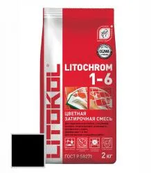 Затирка цементная Litokol Litochrom 1-6 Luxury 2кг C.470 Черный ведро 354250003
