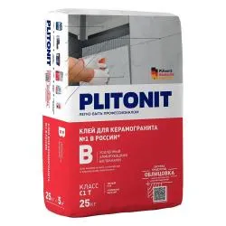 Клей для плитки PLITONIT В армированный микроволокнами серый 25кг