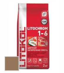 Затирка цементная Litokol Litochrom 1-6 2кг C.80 коричневый/карамель 075590003
