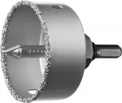 Коронка-чашка ЗУБР "ПРОФЕССИОНАЛ" c карбид-вольфрамовым нанесением, 64 мм, высота 25 мм, в сборе с д