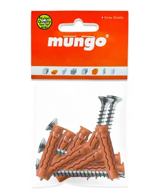 Дюбель нейлоновый Mungo Quattro MQ-S 8х40мм с шурупом PZ3 1380052 FT-упак 10шт