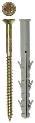 Дюбель рамный нейлоновый, в комплекте с оцинкованным шурупом, шестигранная головка, 10 x 80 мм, 50 ш
