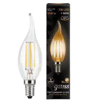 Лампа Gauss LED Candle tailed E14 7W 2700K 1/10/50 104801107