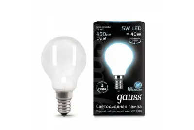 Лампа Gauss LED Filament Шар OPAL E14 5W 450lm 4100K 1/10/50