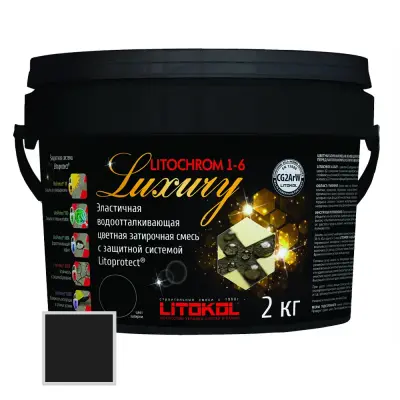 Затирка цементная Litokol Litochrom 1-6 Luxury 2кг C. 470 Черный 354250002
